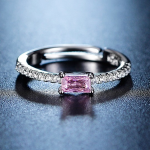 Silver-Plating Pink Crystal Studded Ring