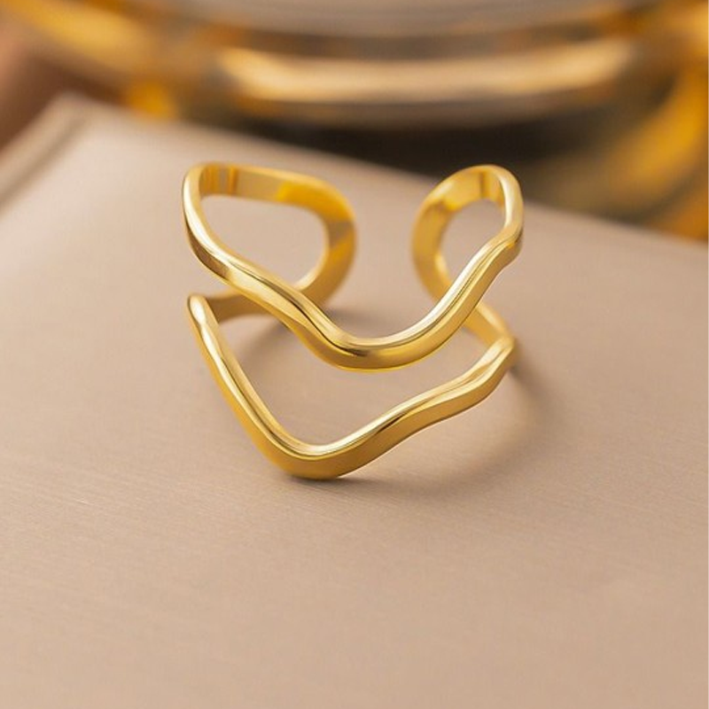 Gold-Plated Stainless Steel Aesthetic Finger Ring
