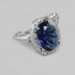 Silver-Plated AD-Studded Adjustable Finger Ring