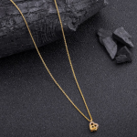 Gold Plated Stones Studded Heart Shape Pendant & Chain