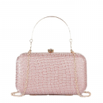 Pink & Gold-Toned Embellished Purse Clutch