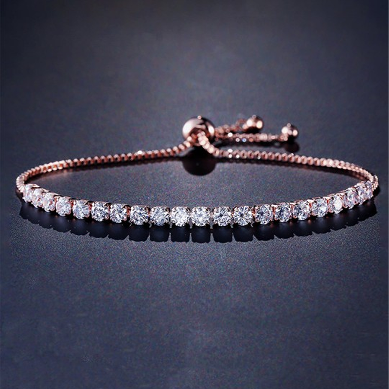 Women Rose Gold & White Crystals Rose Gold-Plated Charm Bracelet