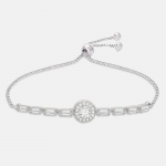 Women Silver-Toned & White Cubic Zirconia Embellished Link Bracelet