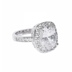 Silver-Plated Stone-Studded Adjustable Finger Ring