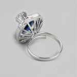 Silver-Plated AD-Studded Adjustable Finger Ring