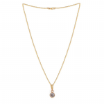 Gold-Plated Stone-Studded Pendant with Chain