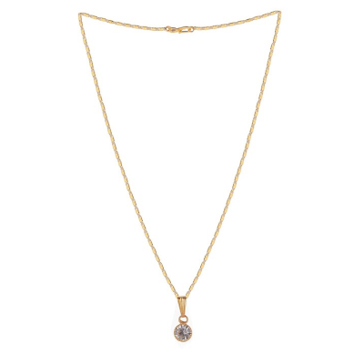 Gold-Plated Stone-Studded Pendant with Chain