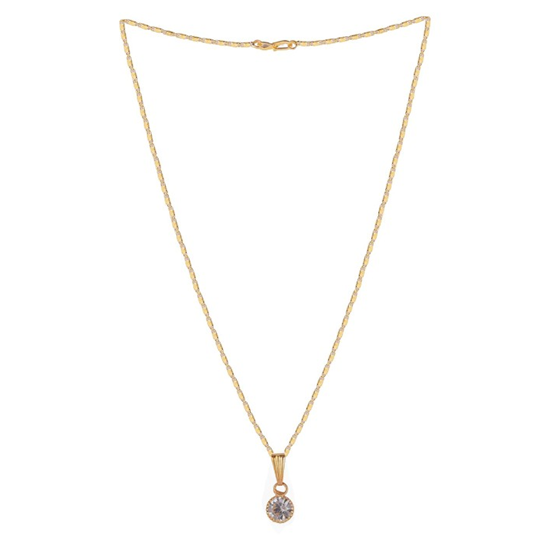 Gold-Plated Stone-Studded Pendant with Chain