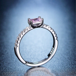 Silver-Plating Pink Crystal Studded Ring