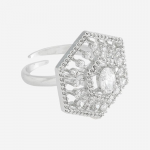 CZ Studded Rhodium-Plated Finger Ring