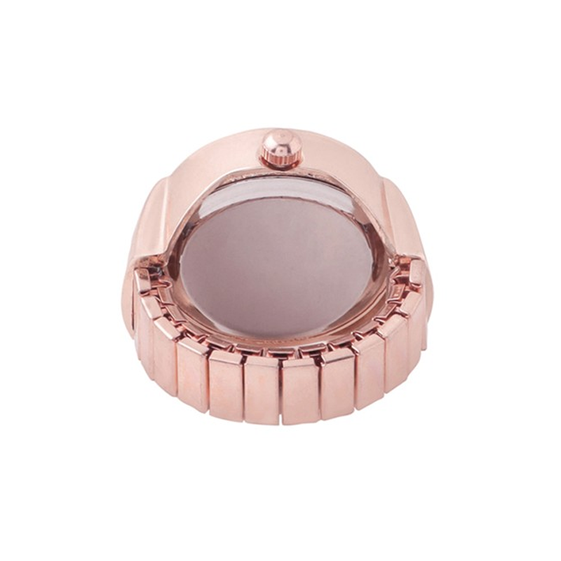 Rose-Gold-Plated Dial Analog Watch Stretchable Finger Ring