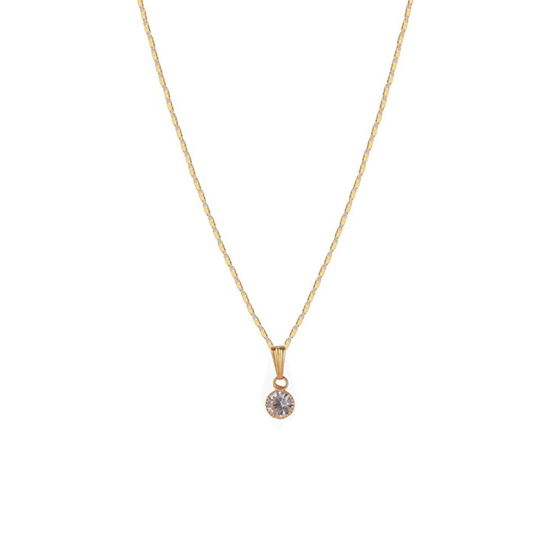 Gold-Plated Stone-Studded Pendant with Chain