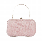 Pink & Gold-Toned Embellished Purse Clutch