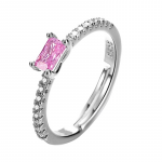Silver-Plating Pink Crystal Studded Ring