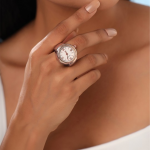 Rose-Gold-Plated Dial Analog Watch Stretchable Finger Ring
