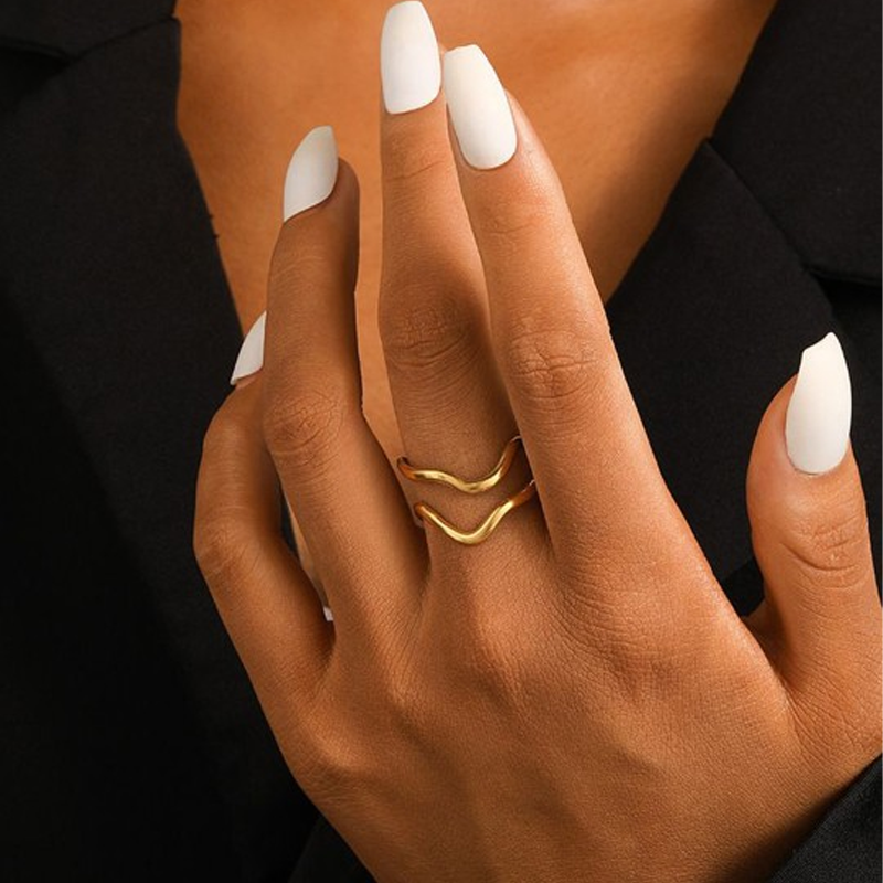 Gold-Plated Stainless Steel Aesthetic Finger Ring